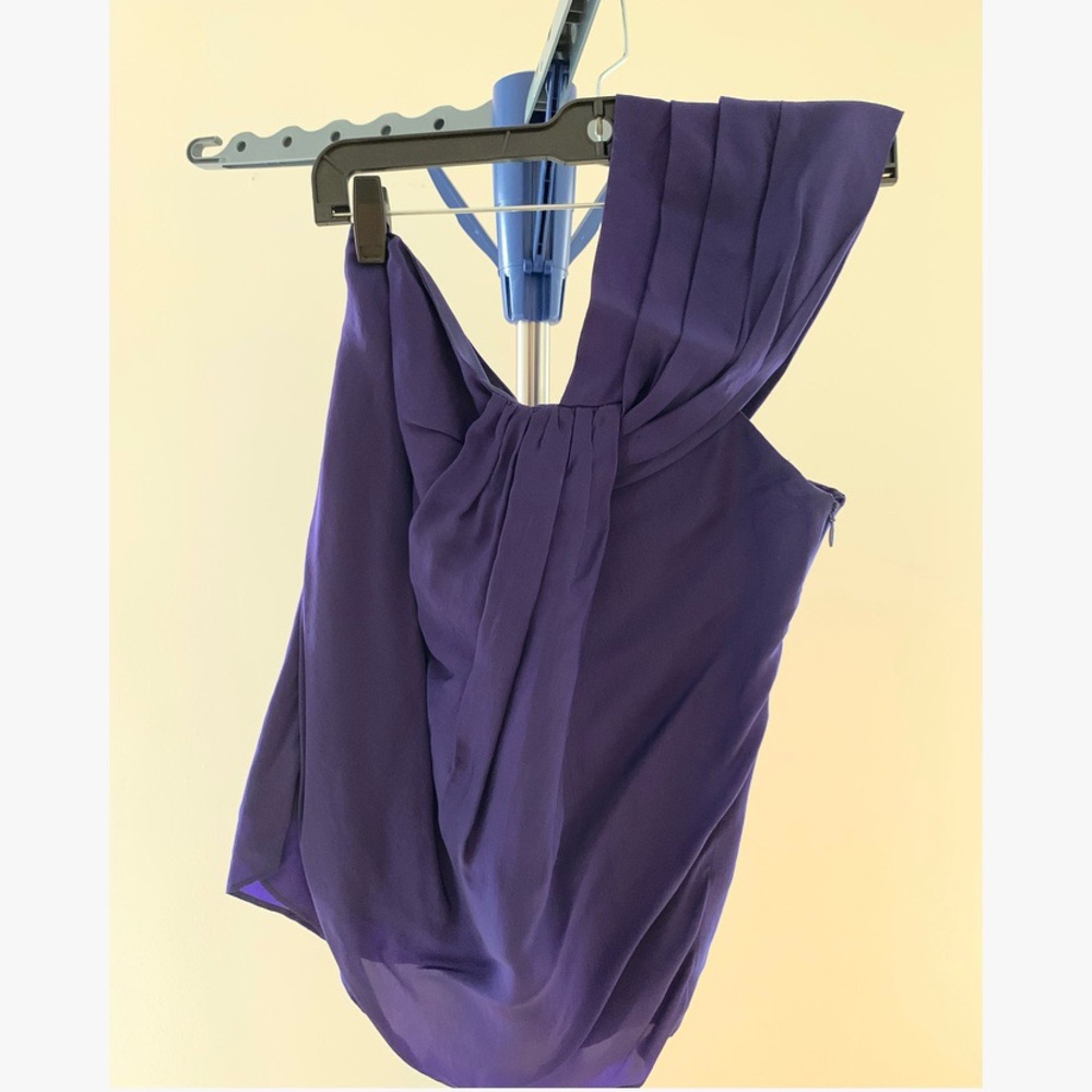 Club Monaco silk one-shoulder top